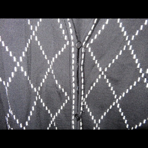 Escada Wool Cardigan Sweater Black and White Argyle Button Front V-Neck 38 - Picture 5 of 9